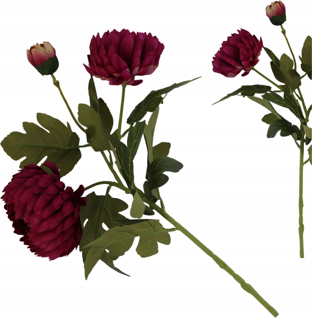 Krizantém Nagy Csokor 3 Virág Mesterséges Bordó Szár RT6461-FG095 72 cm