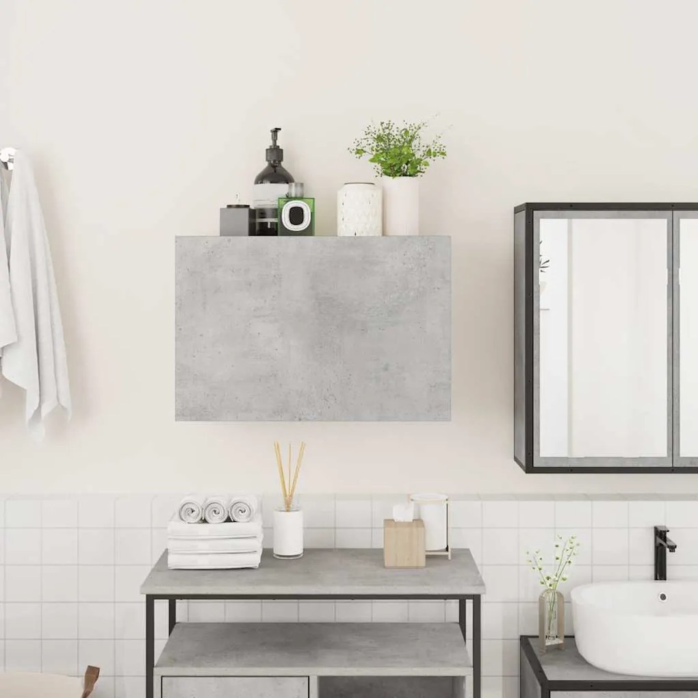 betonszürke szerelt fa fali fürdőszobaszekrény 60 x 25 x 40 cm