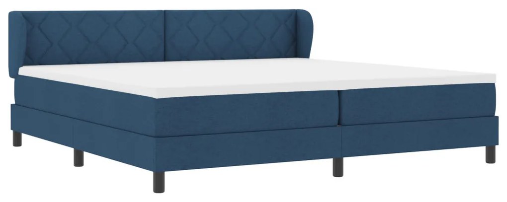 Boxspring Ágy Matrac Kék 200x200 cm Szövet