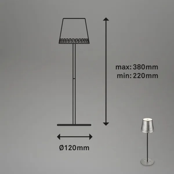 Brilo - LED újratölthető érintésvezérlésű asztali lámpa KIKI LED/2,6W/5V IP44 2600 mAh ezüst