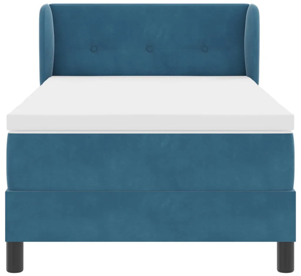 Boxspring Ágy Matraccal Sötétkék 90x190 cm Velúros