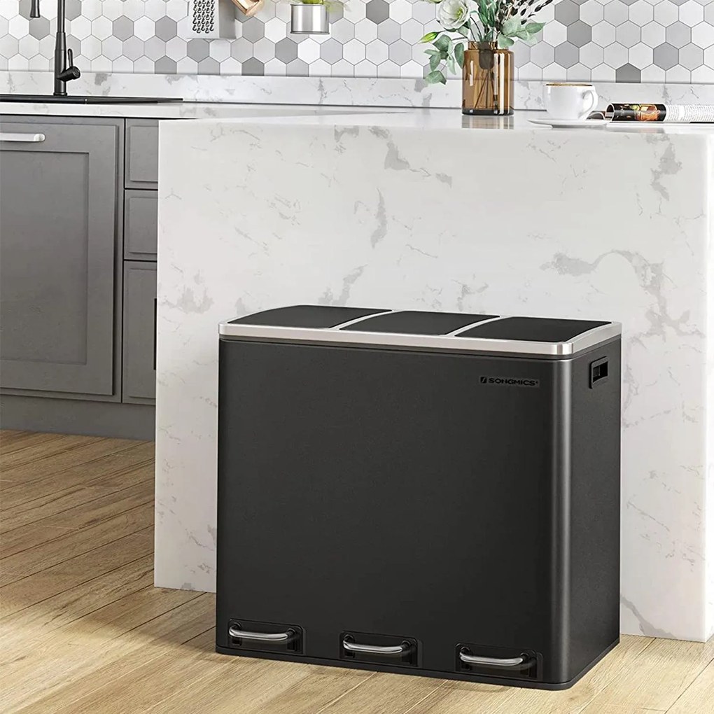 54L Pedálos szemetes, konyhai szemetesláda, puhán záró fedél, csúszásgátló alap