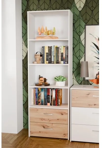 Könyvszekrény URO artisan tölgy/fehér