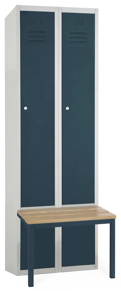 Fém szekrény paddal, 60 x 85 x 185 cm, lábazat, hengerzár, antracit - ral 7016