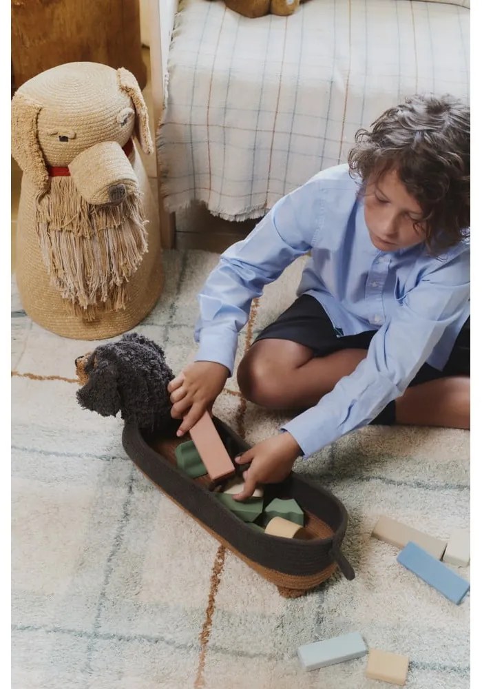 Sötétbarna textil játéktároló kosár 59x16x23 cm Sparky – Lorena Canals