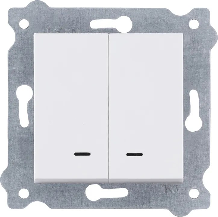 Exen Dupla váltókapcsoló Led háttérvilágítással, fehér, 203/01E