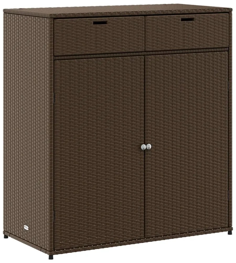 barna polyrattan kerti tárolószekrény 105 x 55 x 113 cm
