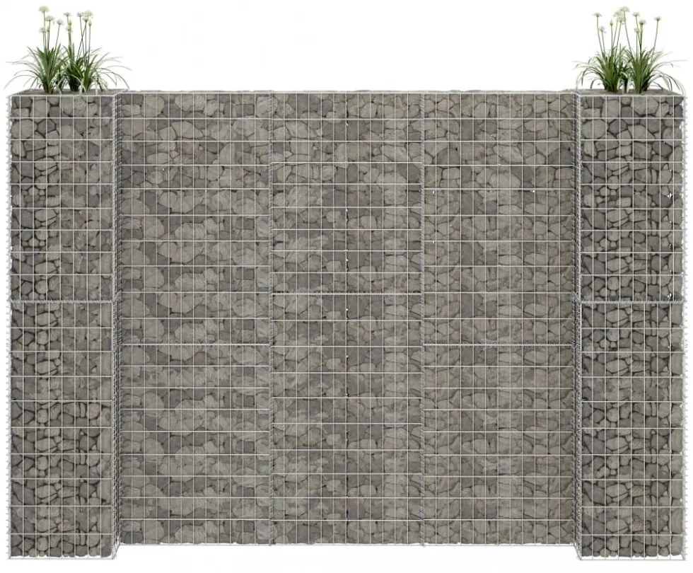 H alakú acéldrót virágtartó gabion 260 x 40 x 200 cm