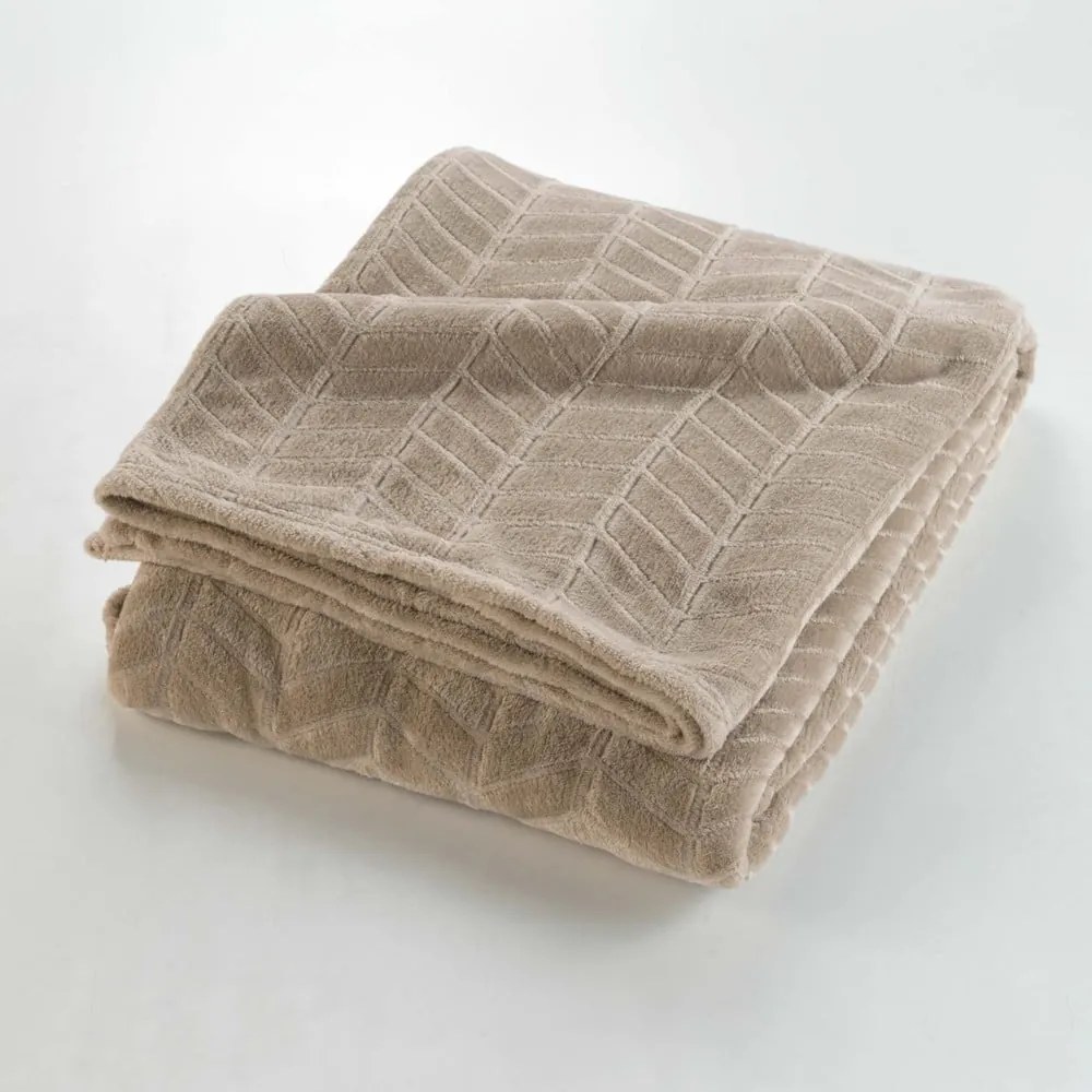 Világosbarna mikroflanel ágytakaró 180x220 cm Arya – douceur d'intérieur