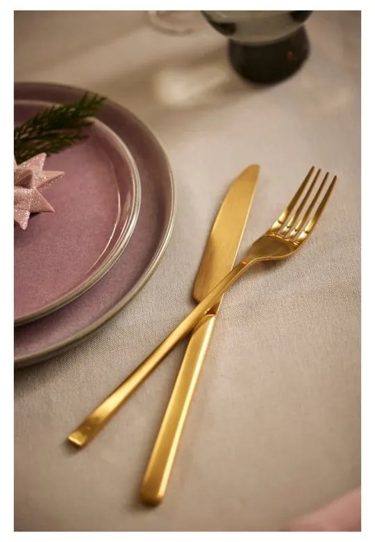 Sárgaréz színű acél evőeszköz készlet 16 db-os Brass – Bitz