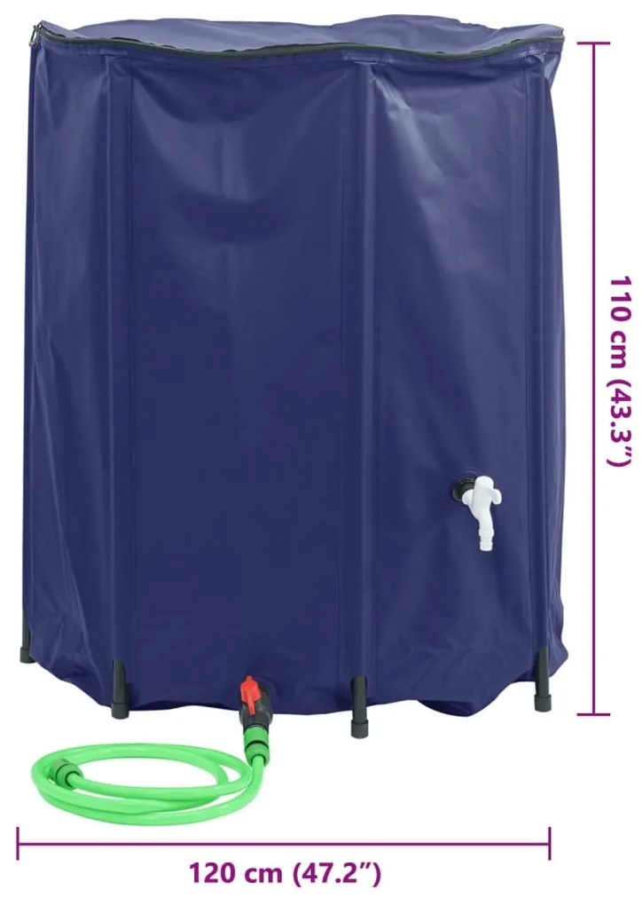 összecsukható PVC víztartály csappal 1250 L