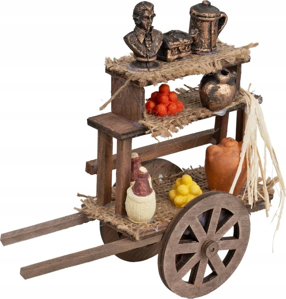 Kézzel Készített Pótkocsi Karácsonyi Betlehem Cikkekkel 13cm