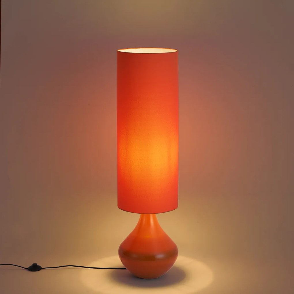 Retro állólámpa narancssárga szövet lámpaernyővel - Mina