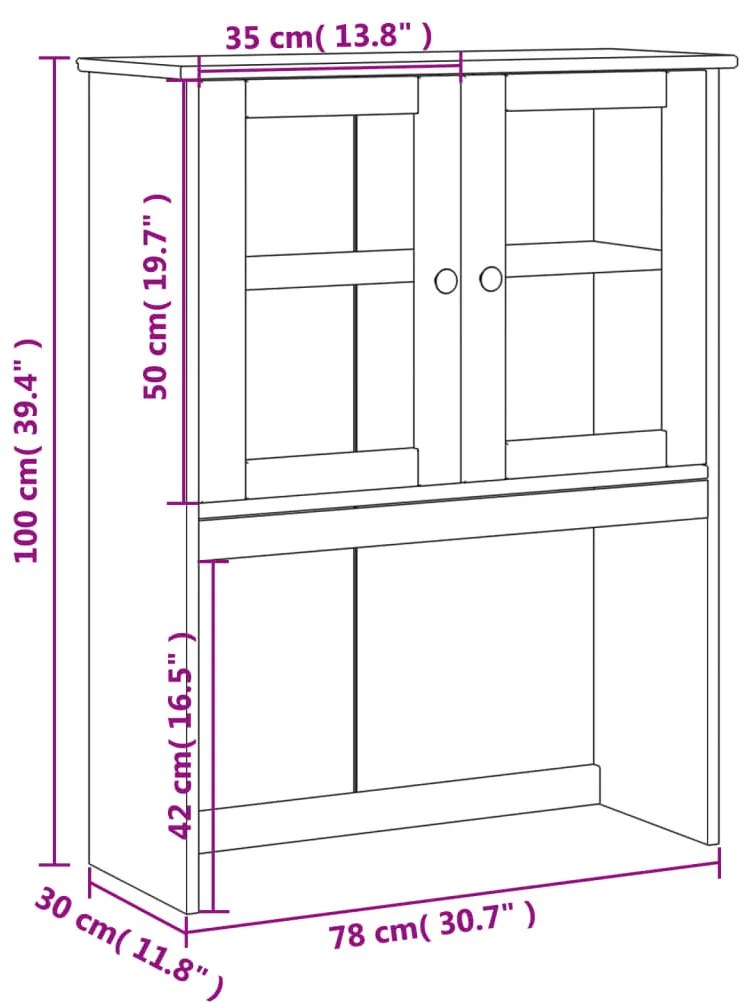 VIGO tömör fenyőfa komód felső 78x30x100 cm