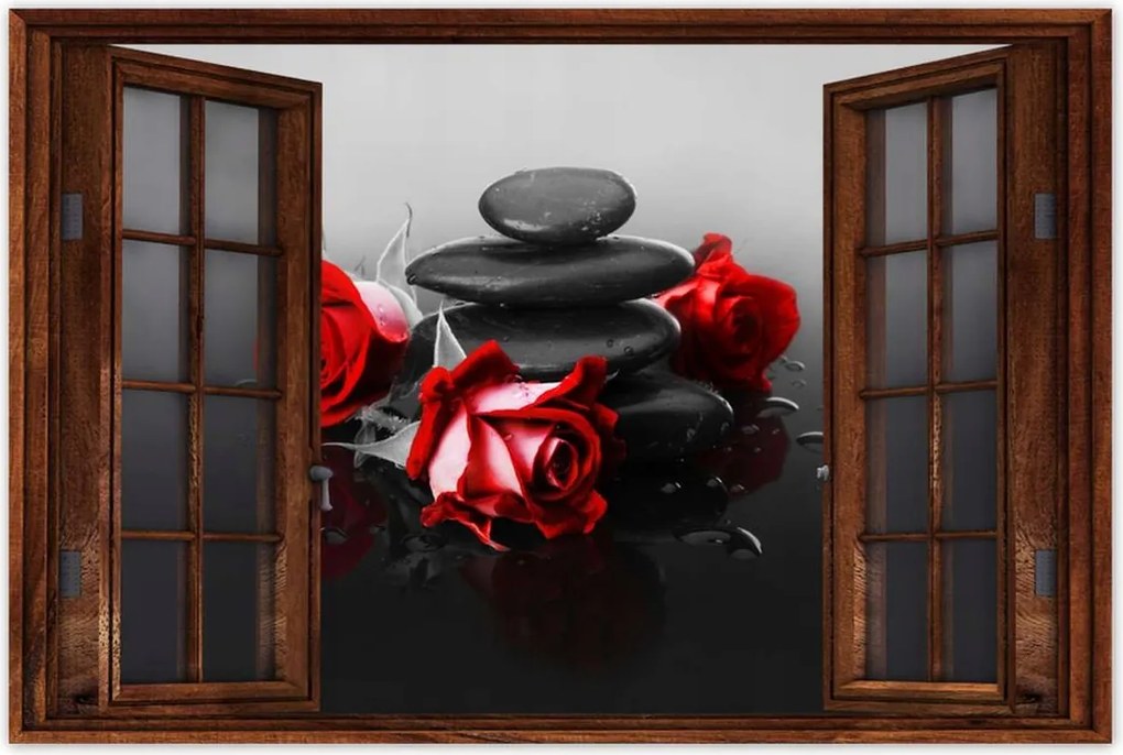 Poszter 60x40 Vörös rózsa Wellness