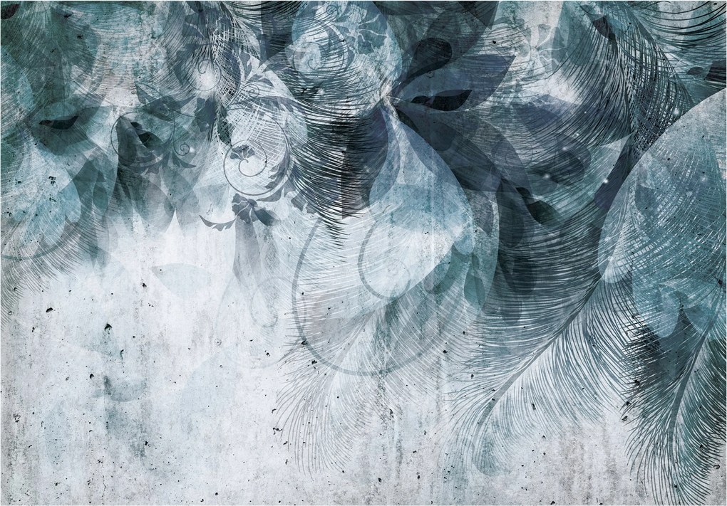 Fotótapéta Tollak Növények absztrakt szürke-kék háttér 400x280 +ragasztó