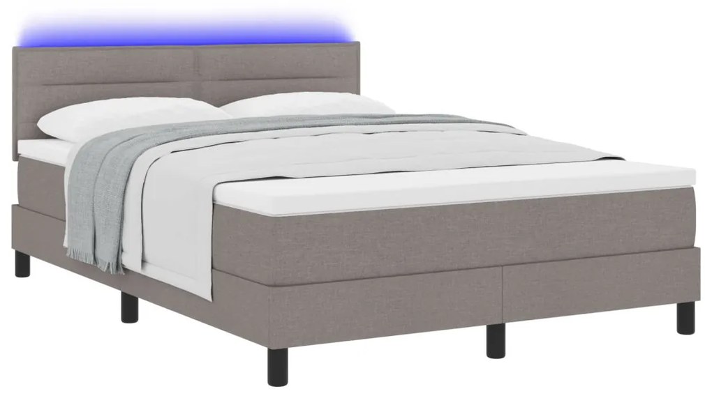 Box Spring Ágy Matraccal & LED Taupe 160x200 cm Szövet