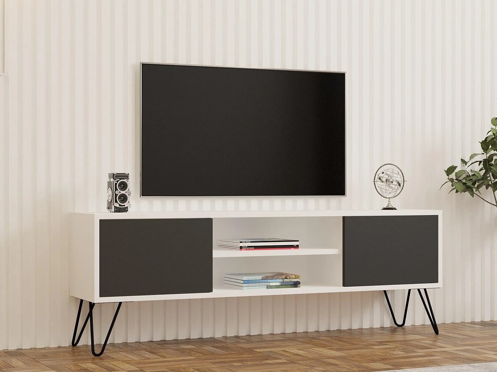 TV asztal/szekrény Donoko (fehér + antracit) . Akció -25%. 1095142