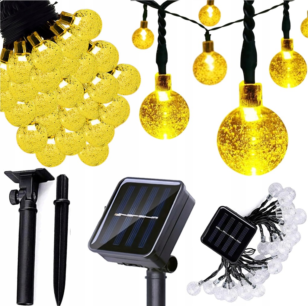 Napelemes Fényfüzér Napelemes 40LED 5M Kerti Erkélyre Hosszú Fényfüzér