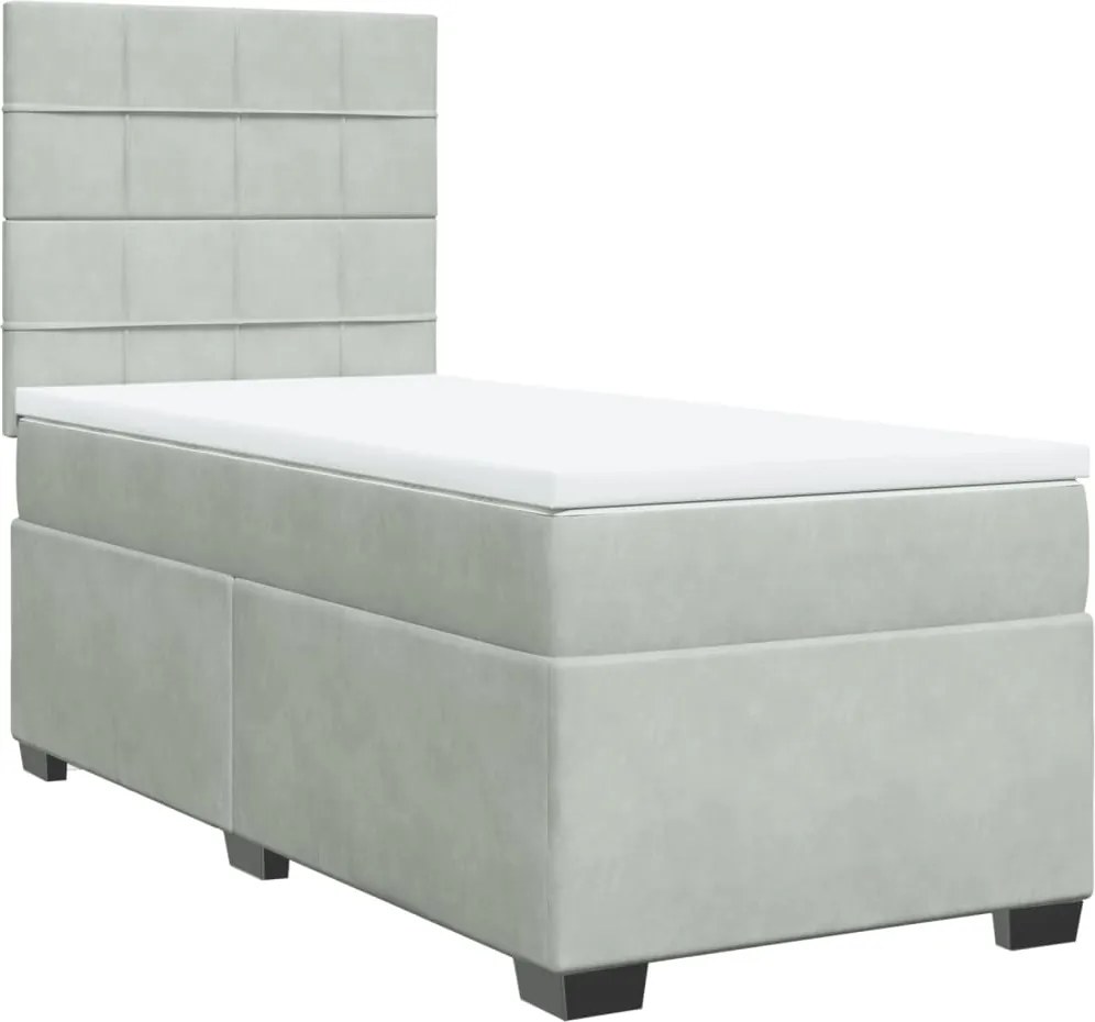 vidaXL világosszürke bársony rugós ágy matraccal 90x190 cm