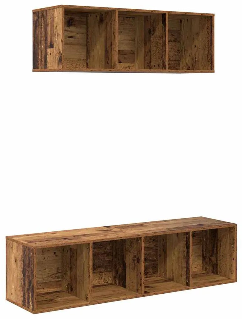 TV Szekrény Szett 2 pcs Régi fa 37 x 37 x 142.5 cm Faanyag