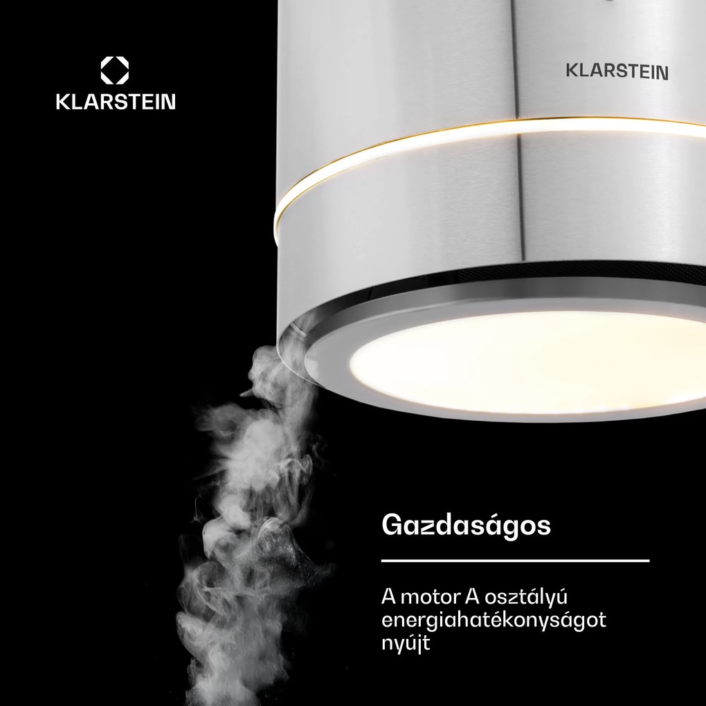 Klarstein Tron Ambience, sziget szagelszívó, Ø 38 cm, légkeringetés, 540 m³/ó, LED, nemesacél