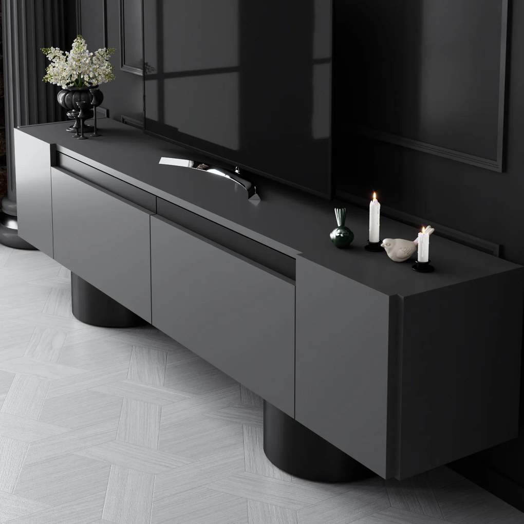 TV szekrény Bohem - Anthracite, Black