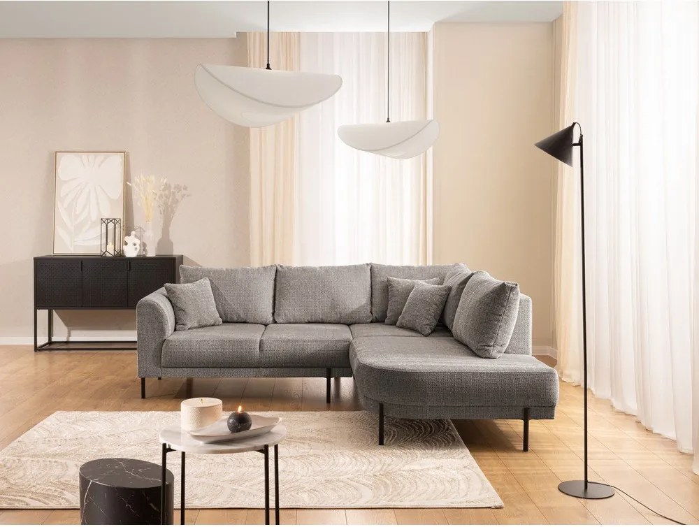 Szürkésbarna zsenília sarokkanapé (jobb oldali-L alakú) Mauris – Ropez