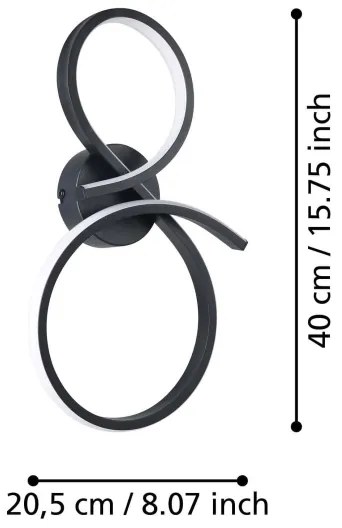 Eglo 901268 - LED fali lámpa SERPINS LED/11,4W/230V 3000K fekete