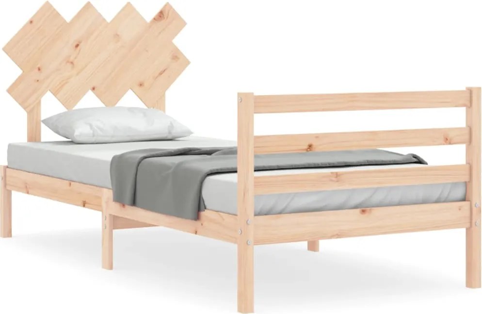 vidaXL tömör fa ágykeret fejtámlával 90 x 200 cm