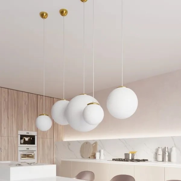 Sollux SL.0717 - TOYA kábelre függesztett csillár 1xE27/60W/230V, Ø 40 cm, fehér/arany