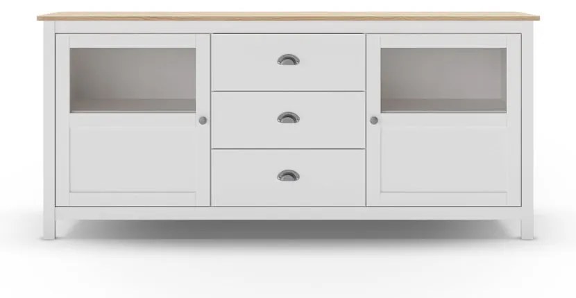 Fehér borovi fenyő alacsony komód 180x80 cm Misti – Marckeric