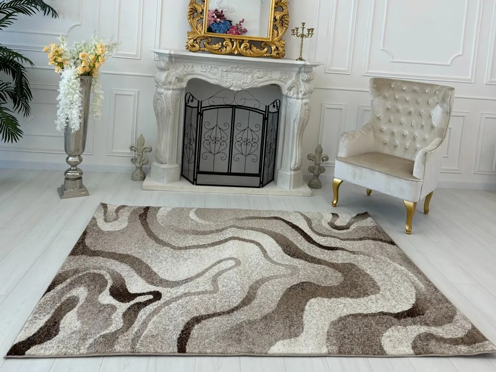 Nora 6036 bézs modern szőnyeg 80 cm-es szett