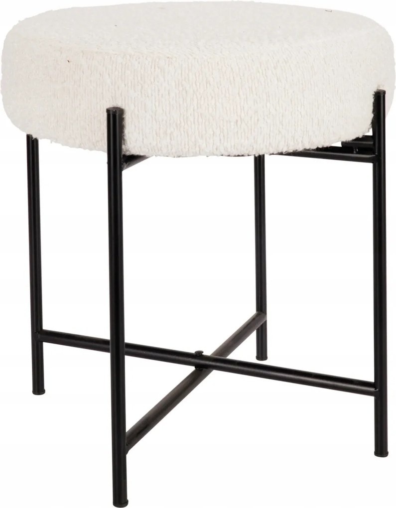 Zsámoly Boucle Fehér Ø 36 CM Fém Alap Fekete 40 CM