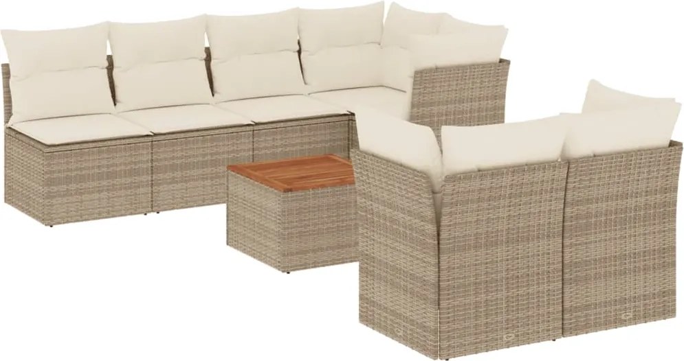 vidaXL 8 részes bézs polyrattan kerti ülőgarnitúra párnával