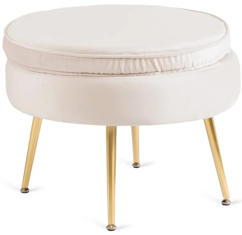 Elegáns Fotel Lábtartóval Krészínű Bársony Kárpittal. GRAND