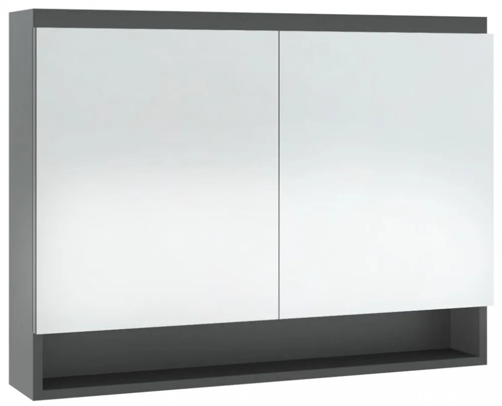 szürke MDF tükrös fürdőszobaszekrény 80 x 15 x 60 cm