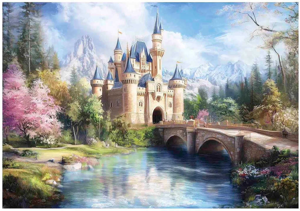 Fotótapéta tájkép várral és híddal fantasy mese hegyek gyerekszoba
