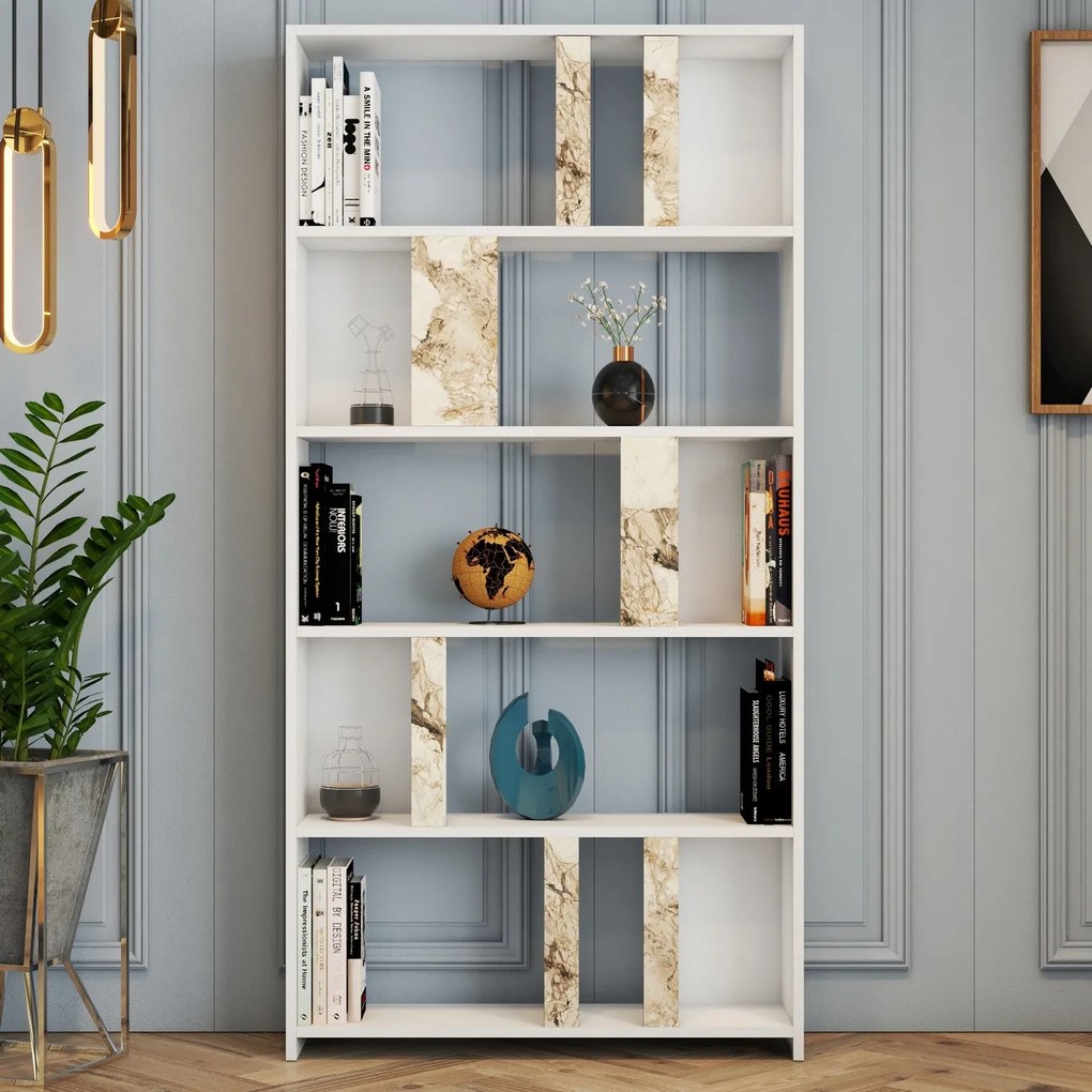 Könyvespolc Lima - Fehér Marble