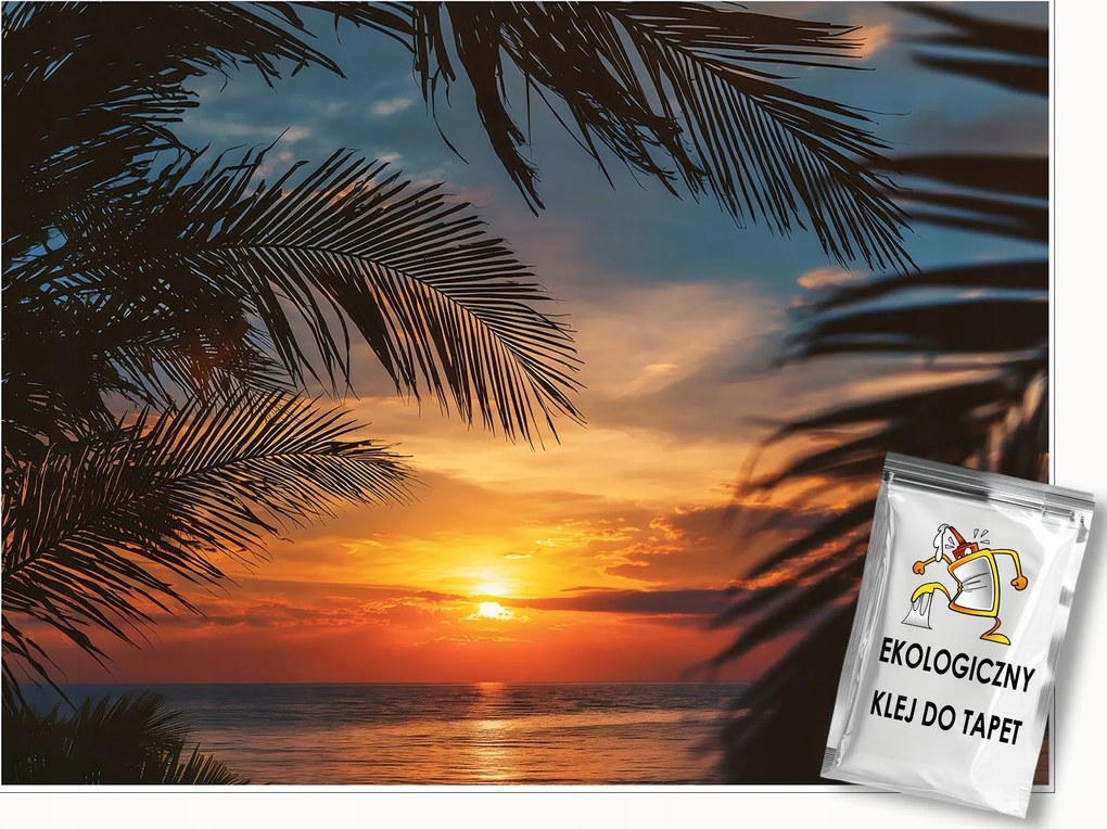 Fotótapéta Tengerpart Pálmafák 3D Természet Hálószoba Nappali Tapéta Flizelina 300x210