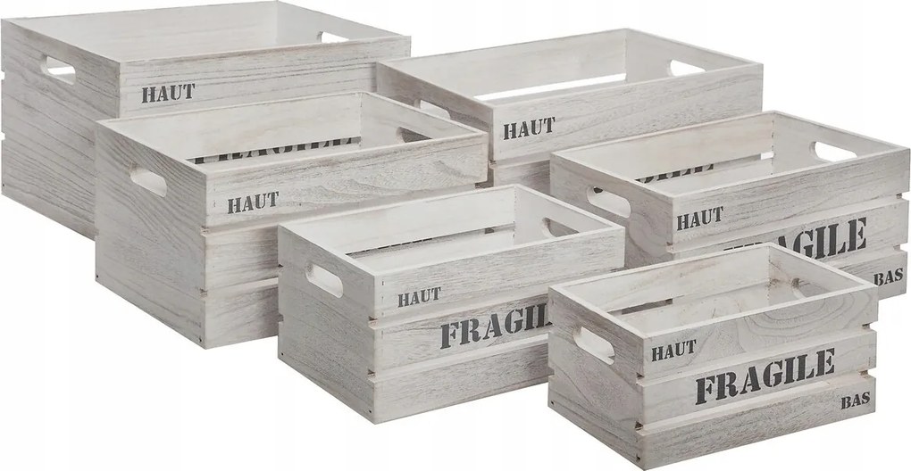 Fa Láda Szett Láda Fehér 6 Db-os Doboz Tárolására