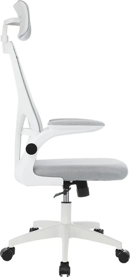 Ergonomikus irodai szék deréktámasszal, fejtámlával, szürke