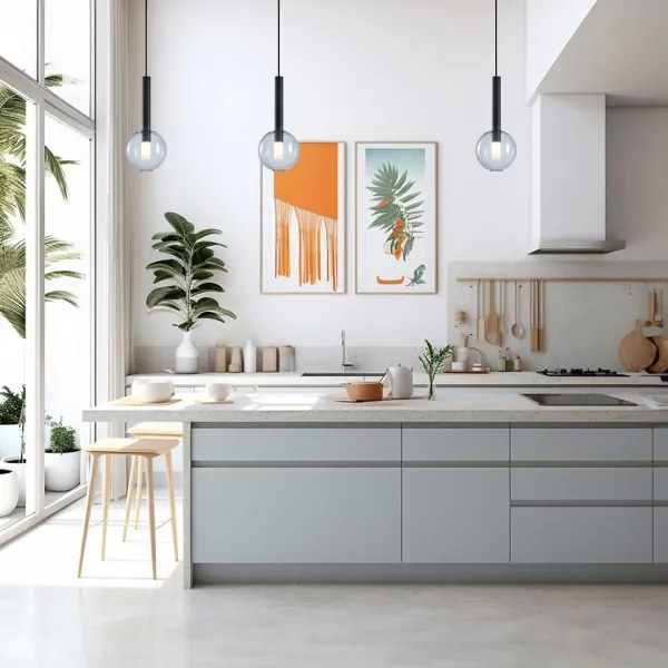 Csillár zsinóron NIKO 1xG9/9W/230V átm. 15 cm fekete