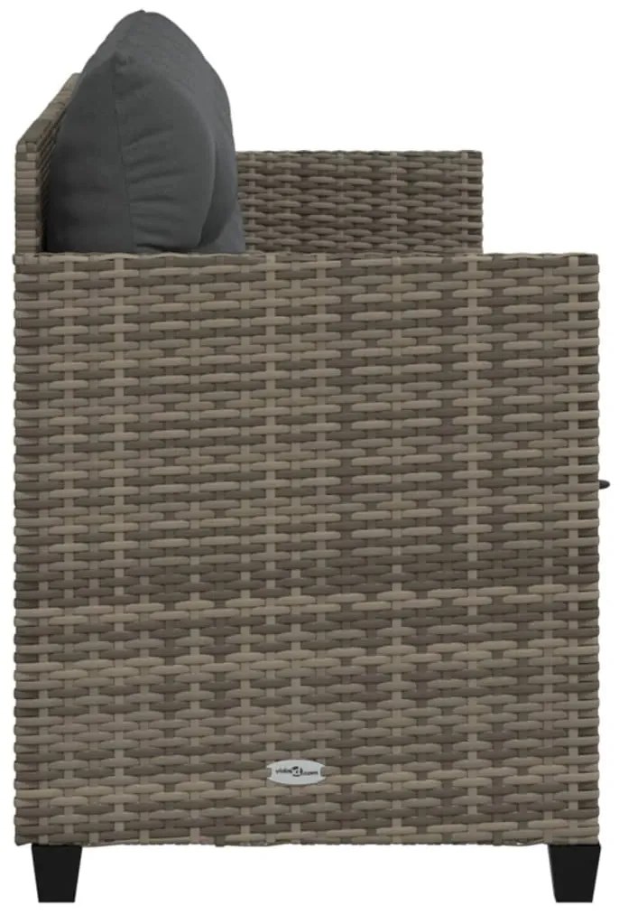 Szürke polyrattan napozóágy párnával