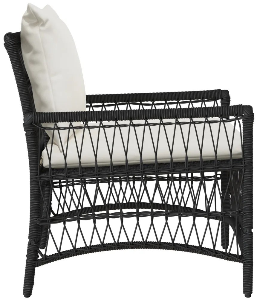 Kerti Szék Párnákkal Fekete 60x70x78 cm Poli Rattan