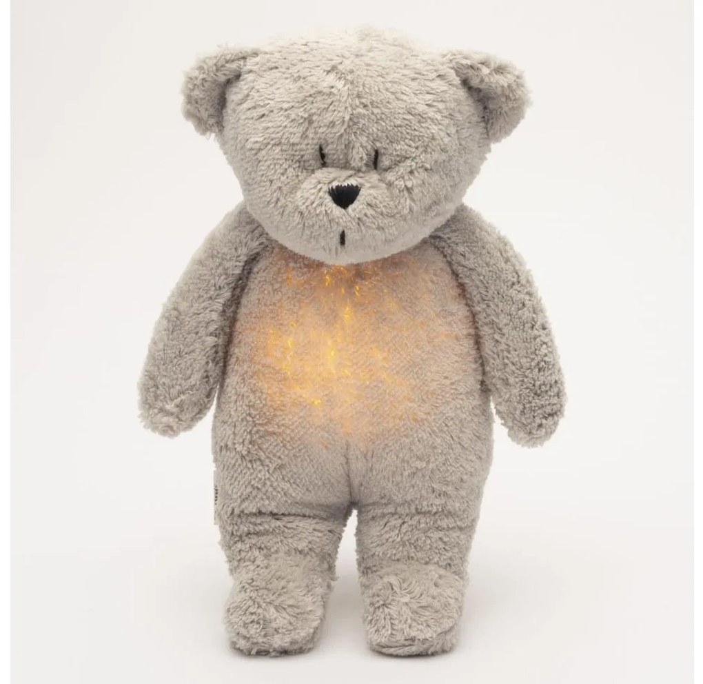 Moonie - Snuggle buddy dallammal és világítással medvebocs 2.0 organic szürke