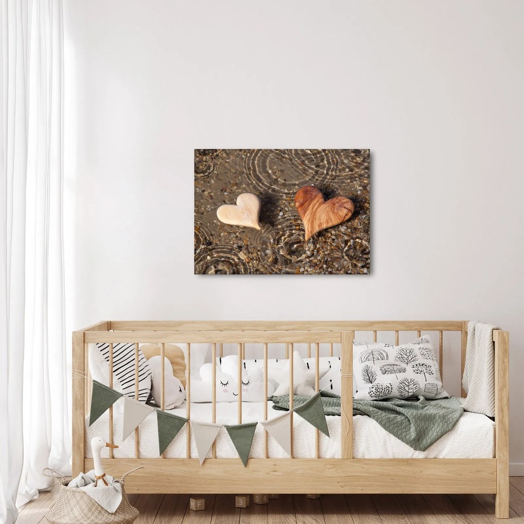 Kép - Fából készült szívek (70x50 cm)