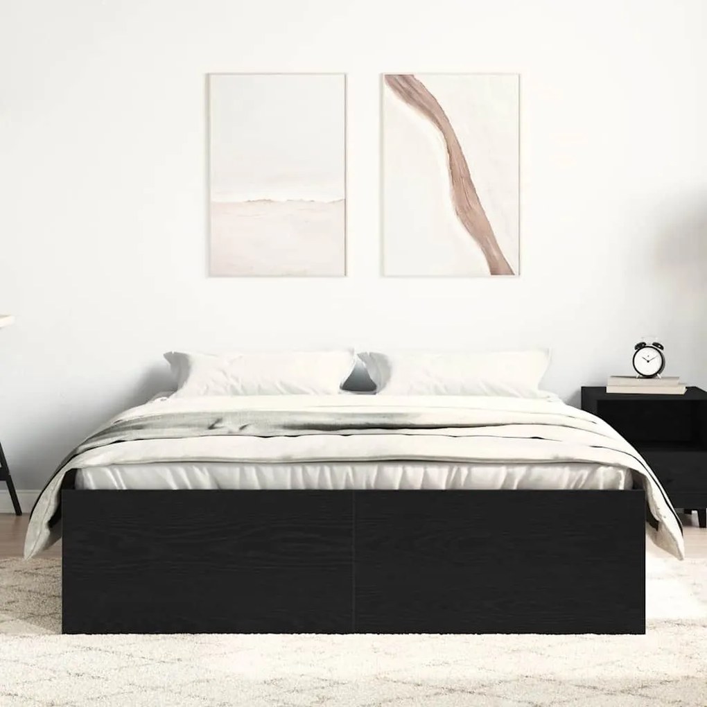 fekete tölgy színű szerelt fa ágykeret matrac nélkül 120x200 cm