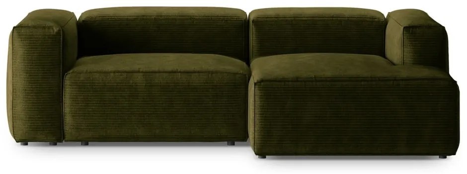 Zöld kordbársony sarokkanapé (jobb oldali-heverő résszel) Bergamo – Cosmopolitan Design