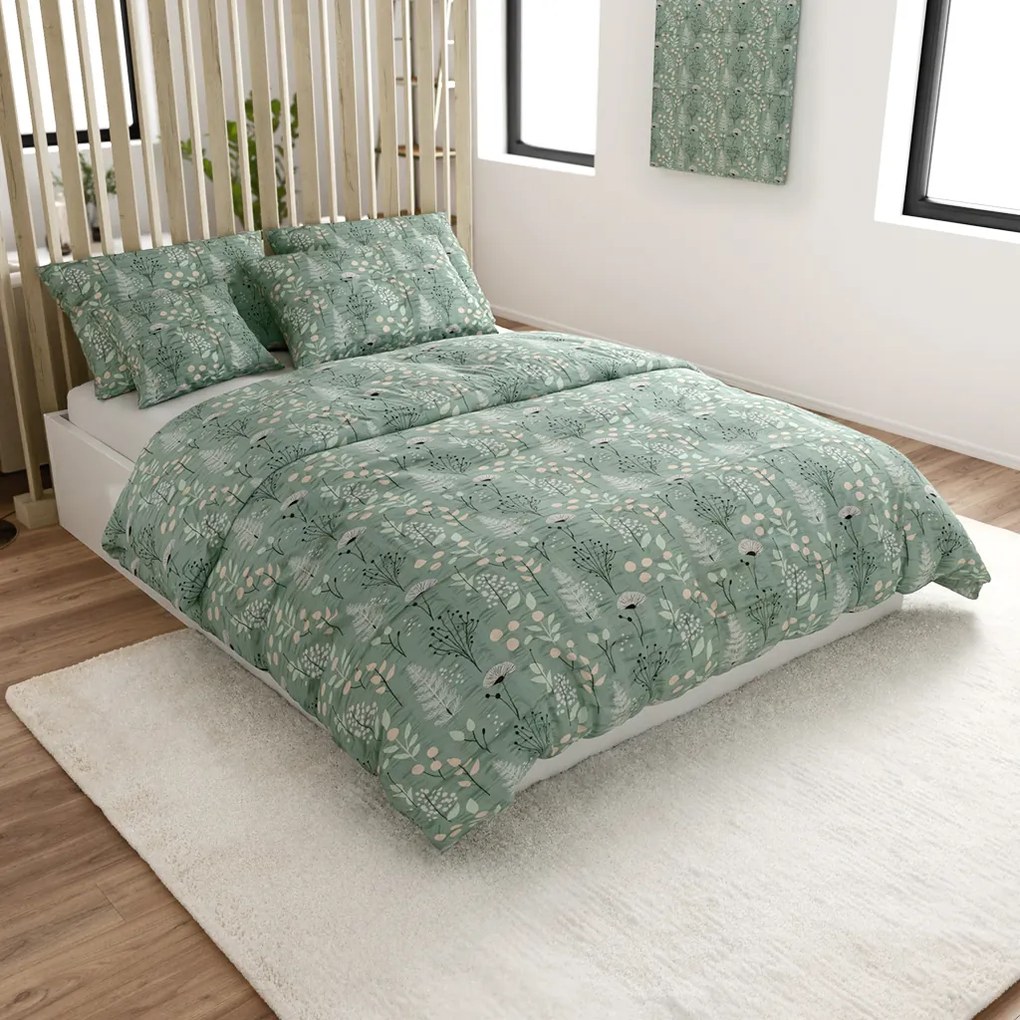 Krepp ágynemű WILD FLOWERS mentás Ágyneműhuzat mérete: 70 x 90 cm | 140 x 200 cm